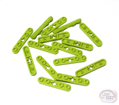 LEGO Technic - 15 x Plate w/ Round Ends & Axle Hole, 1x5 - Lime - New, 32124