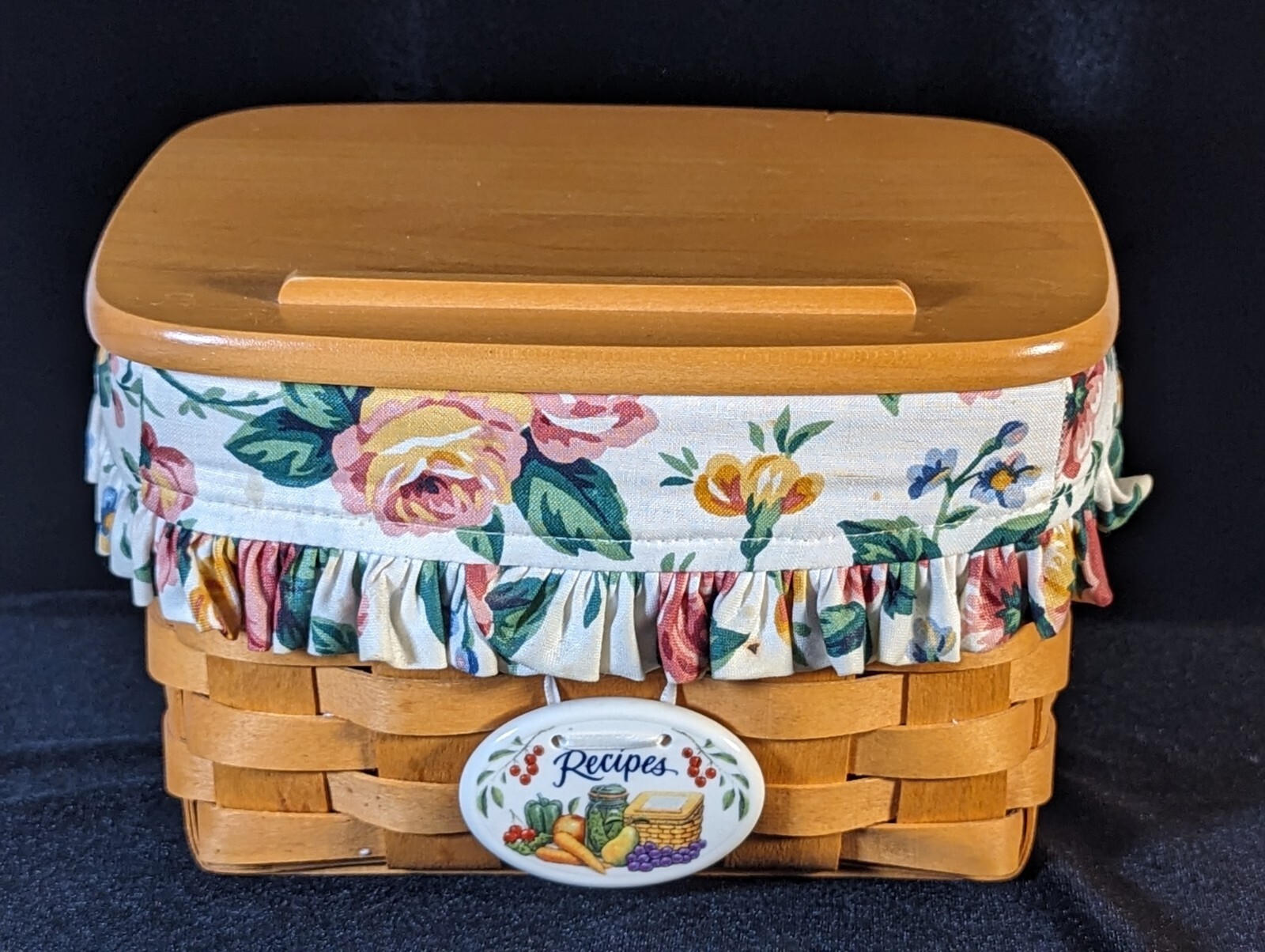 LONGABERGER Recipe Basket Liner, Recipe Cards, Dividers, Ciramic