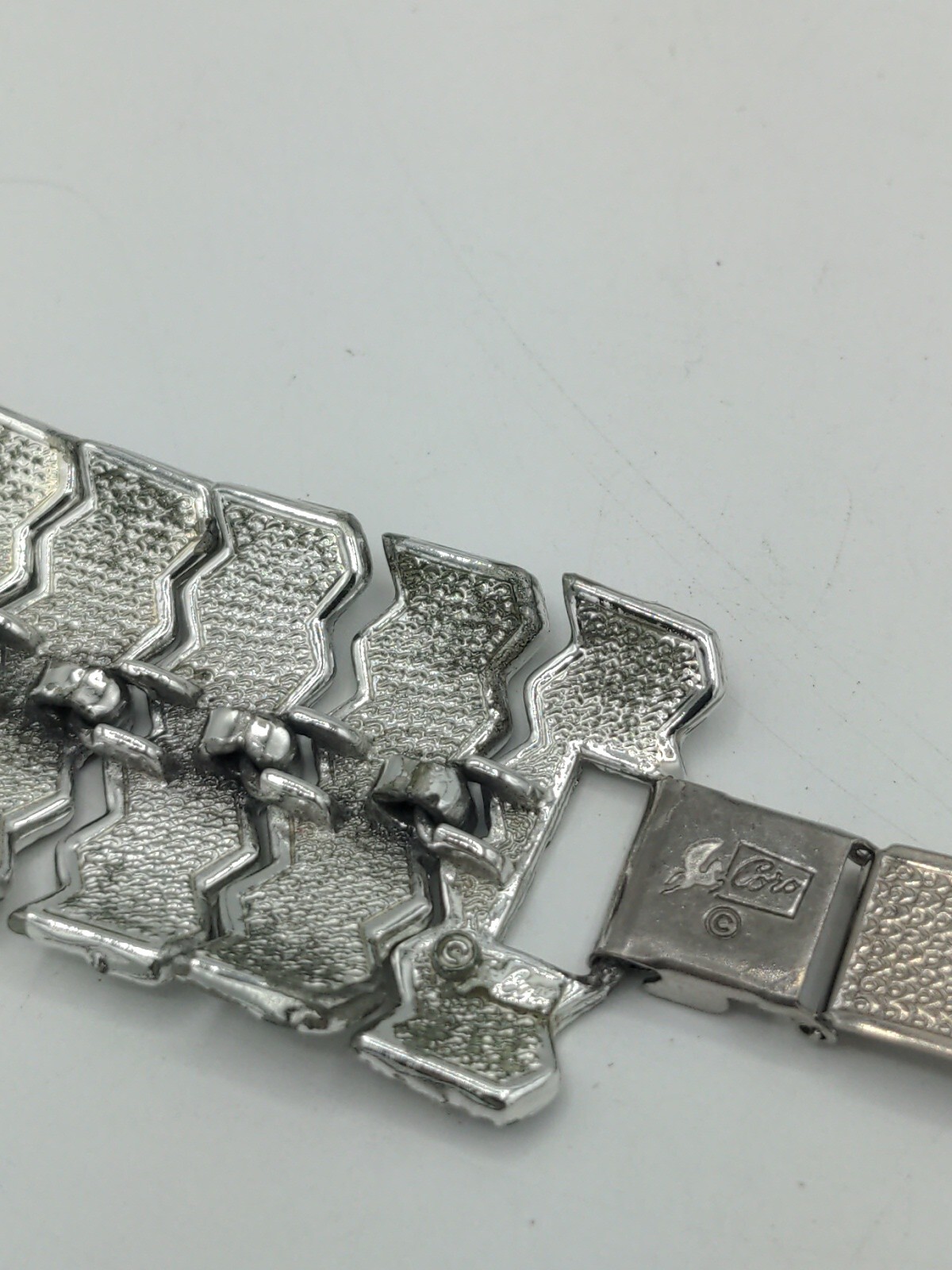 Coro Silver Chunky Geometric Pattern Bracelet Mod… - image 7