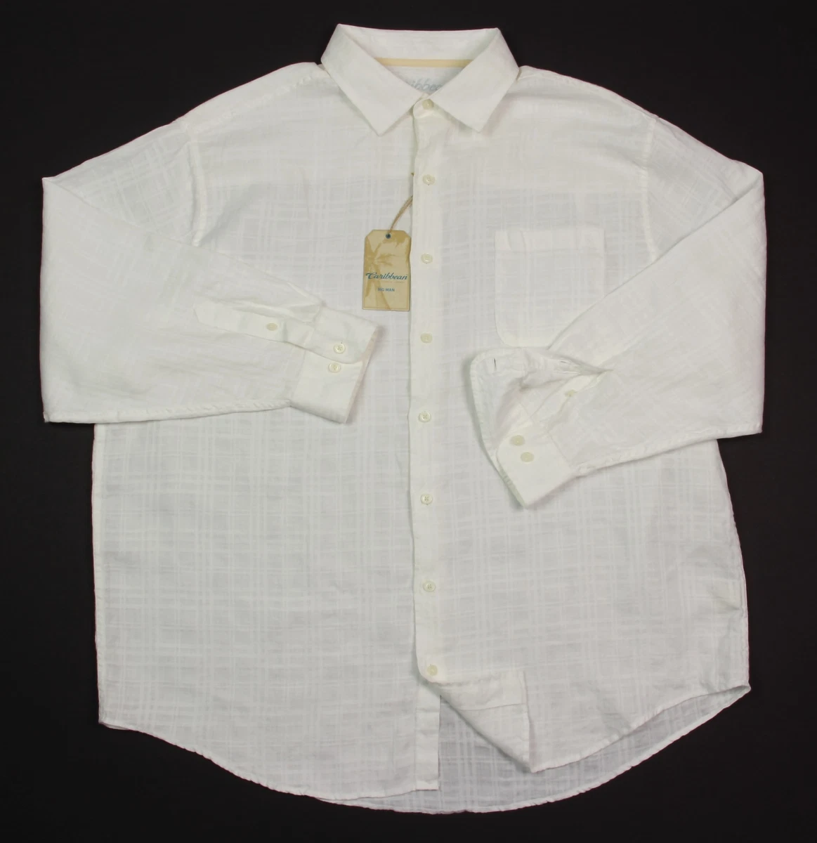 Men s CARIBBEAN White Linen Shirt 3XLT 3LT 3XT TALL NWT NEW 89 Classic WOW