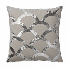 Deko Kissen mit Füllung 40 x 40 sand mit silber Pailletten Skandi Lene Bjerre