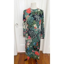 Hanae Mori Vintage Wool Floral Belted Dress