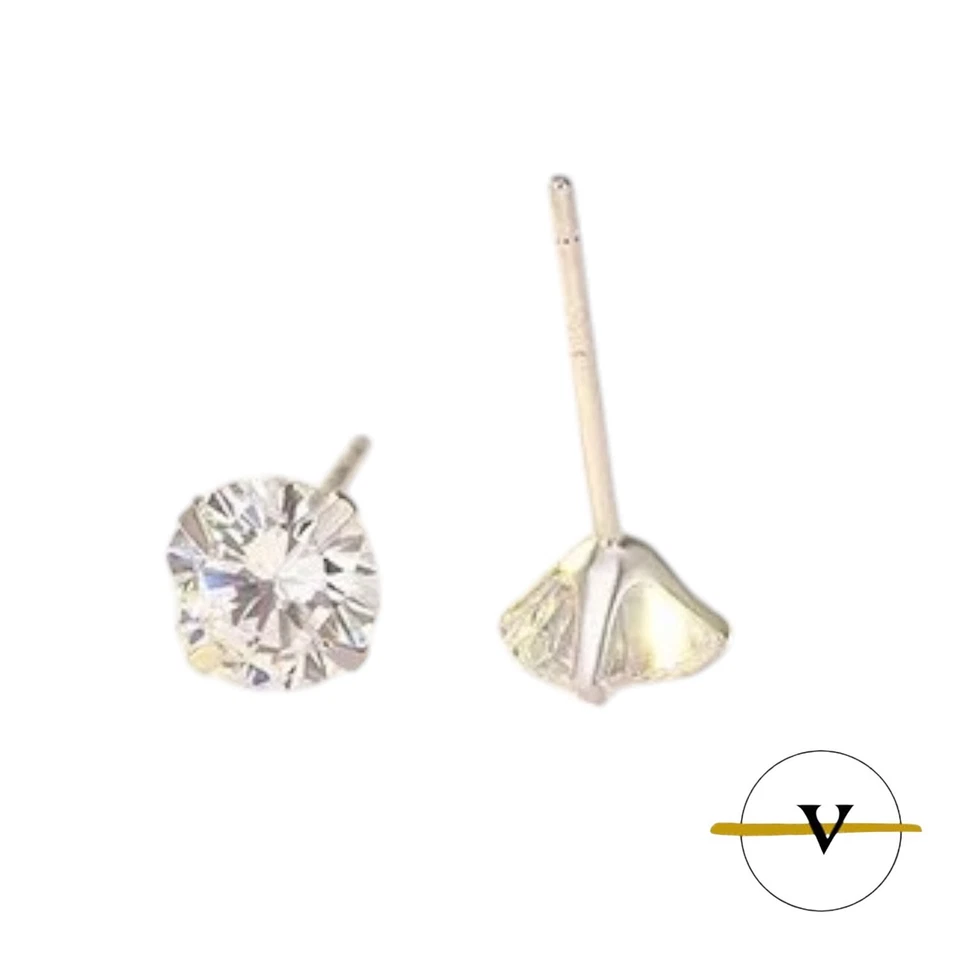 ORECCHINI DONNA UOMO PUNTO LUCE IN ARGENTO 925 COLORE BIANCO DIAMANTE 5 mm - Immagine 3 di 4