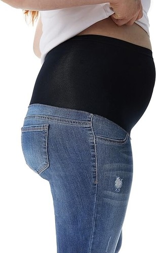 1822 Denim Women's Maternity 27" Distressed Ankle Cuff Skinny Jeans with Bellyba - Picture 2 of 8