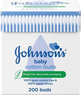 Johnson's Baby Cotton Buds (1 x Pack of 200) Soft & Gentle Ear Cotton Buds