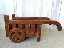 Antique Wagon Planter Cart Handmade Pull Doll Toy Wood Vtg Tabletop Farmhouse