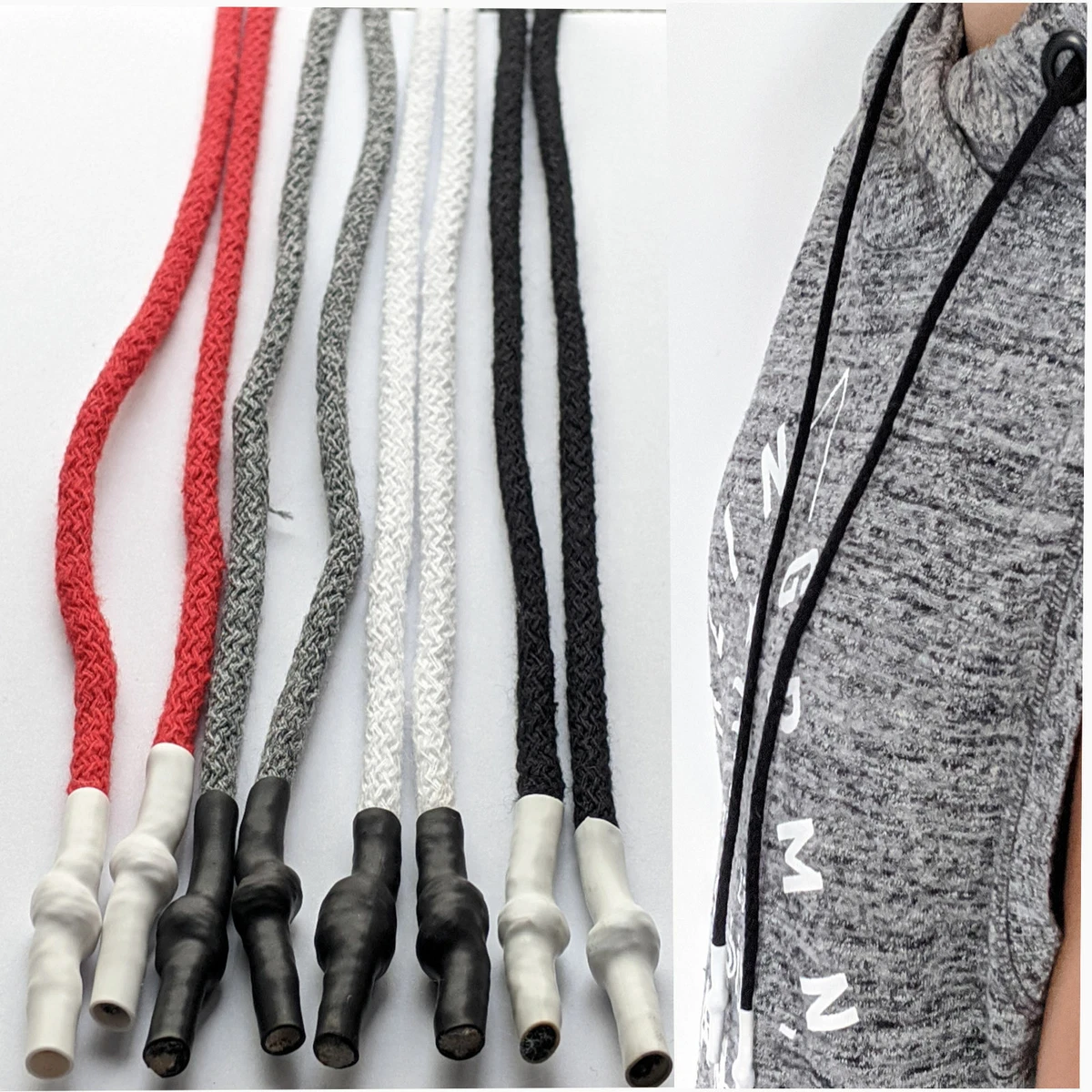 1 x Cotton Hoodie String /Hood lace Drawstring with Plastic Ends, 125-130cm  Long