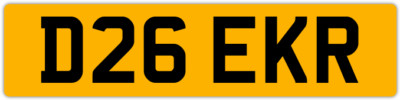 DEREK DELS DEEK DELBERT DERIK 3X3 PRIVATE REGISTRATION CAR NUMBER PLATE D26 EKR