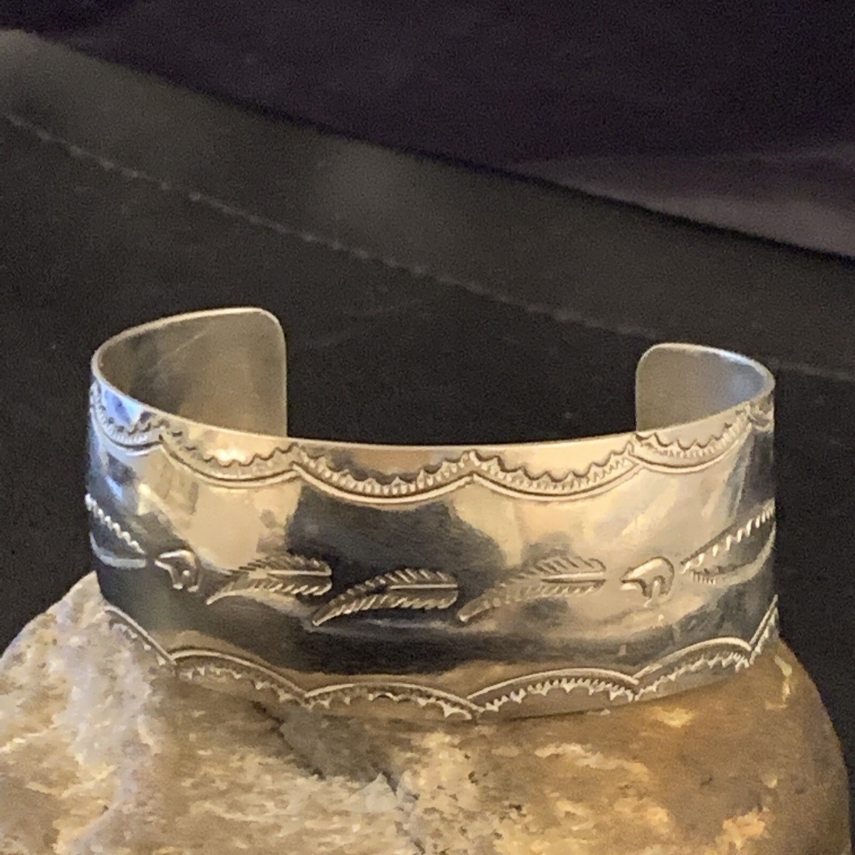 アクセサリー VT navajo bangle vintage Native Navajo Sterling Silver Hand Cuff Old Pawn Bracelet 6.25
