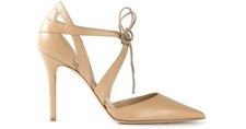Jimmy Choo Lapris Nude Leather Pumps Pointy Toe Lace Up Shoe 40 -9 Heels