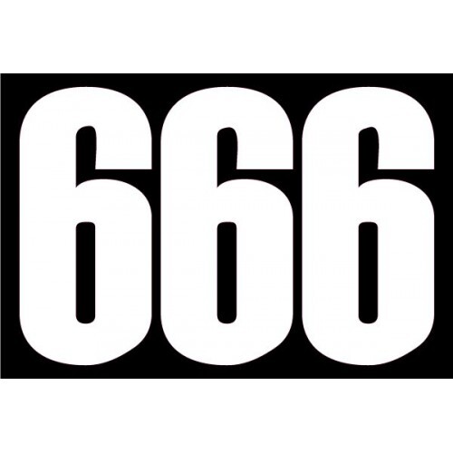 666 Racing Number set 3x Autocollant sticker voiture moto porte numéro chiffre course 666 ...