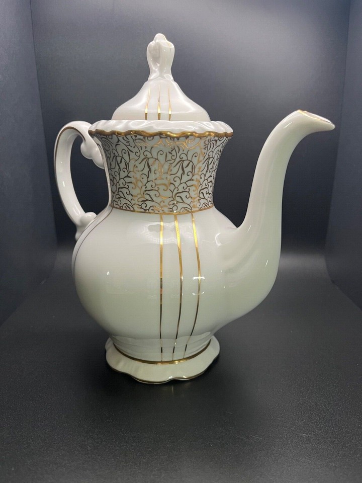 Vintage Seyei 1030 Coffee Server White with Gold Trim Japan 8.25" eBay