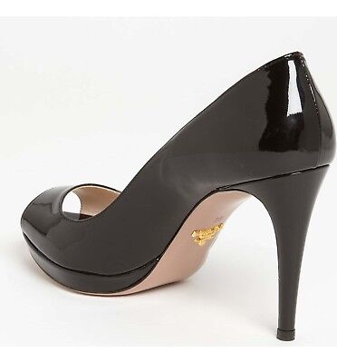 Sz.36.5 PRADA Black Patent Leather Peep Toe Platform Pump Sz.36.5 PRADA Black Patent Leather Peep Toe Platform Pump