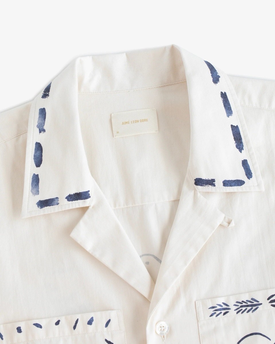 Aime Leon Dore「Lesvos」クロップドキャンプシャツ M Aime Leon Dore Lesvos Cropped Camp Shirt Cream Men's - SS24 - US