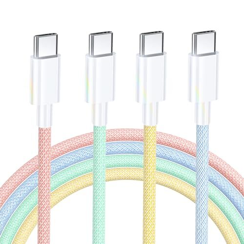 USB C Cable 4 Pack 6FT 60W USB C to USB C Charger Cable 48 Strand Braided Col...-image