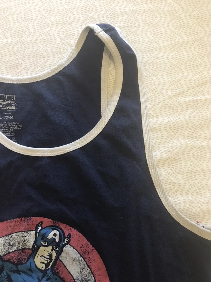 Camiseta sin mangas Marvel Comics Capitán América escudo azul para hombre grande ligera Foto 3 de 4