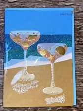 Papyrus Wedding Day Greeting Card - Glasses On Beach