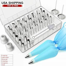 42Pcs Cake Decorating Supplies Set Flowers Icing Tips Nozzles + Coupler Bag Nail