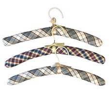 Vtg 60s Soft Checkered  Stripe    Multi-Colered Padded Hanger Lot 3 Full Size