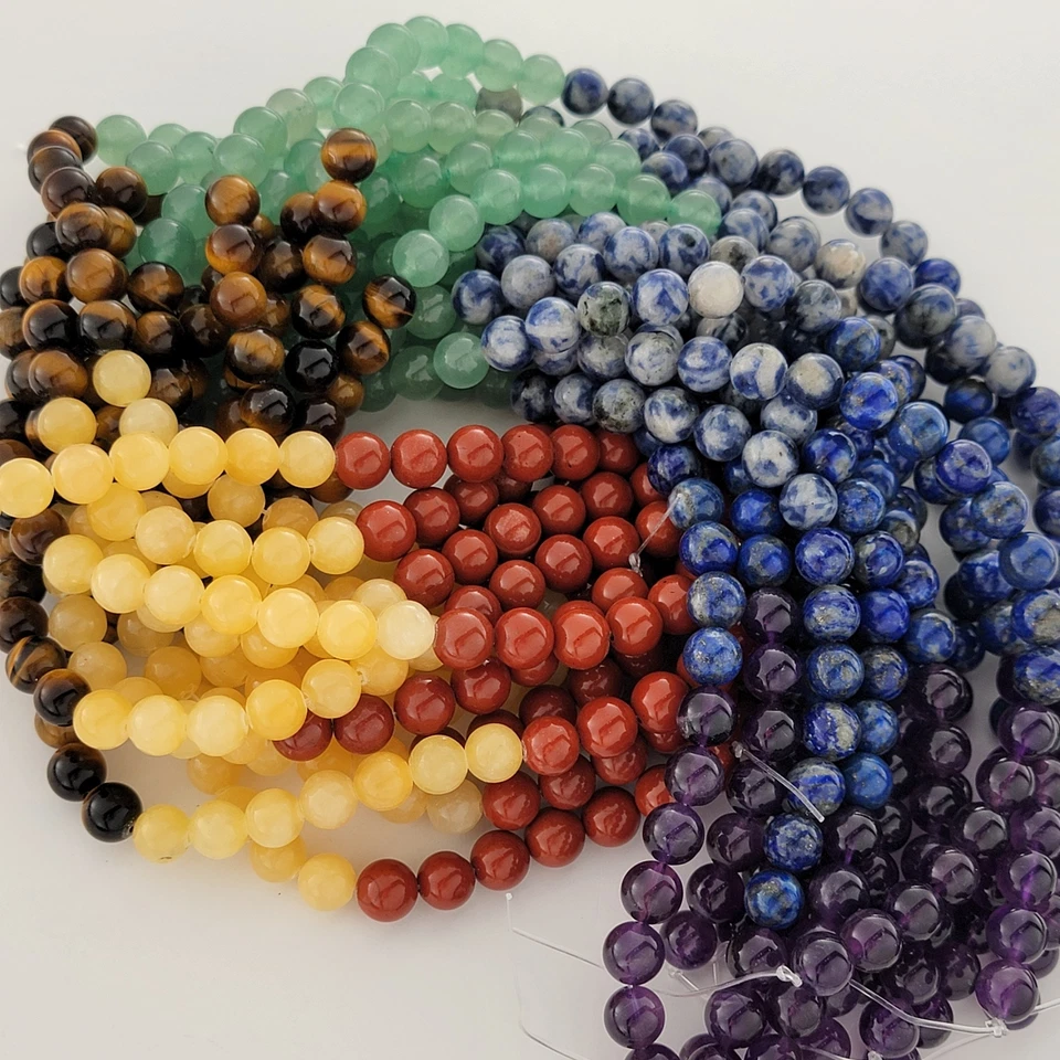7 Chakra Beads Natural Smooth round Crystal Beads Natural Stone 6mm 8mm 10mm - Image 2 of 4