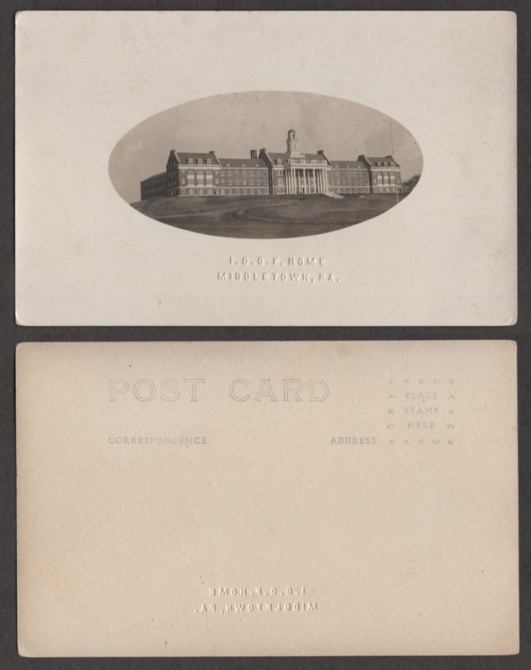 Old Pennsylvania Real Photo Postcard Middletown I.O.O.F. Home Odd