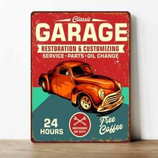 Classic Garage Service Parts Car Metal Sign Plaque
