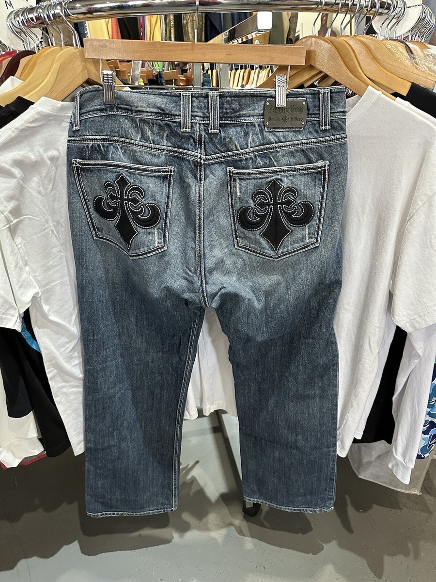 Vintage Y2K Affliction Embroidered Cross Denim Jeans 38x29 | eBay