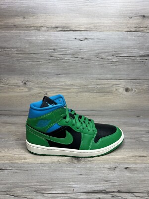 Nike Air Jordan 1 Mid Womens Size 7.5 Lucky Green Aquatone Black