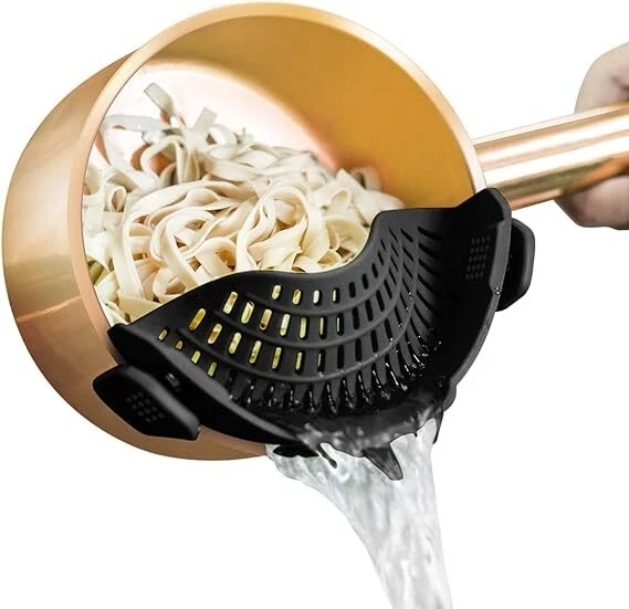 AUOON Clip on Strainer Silicone for All Pots and Pans, Pasta Strainer Clip on Fo