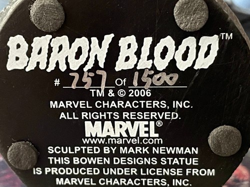 Bowen Marvel (Captain America) Baron Blood Mini-Bust 757/1500 - Picture 2 of 7