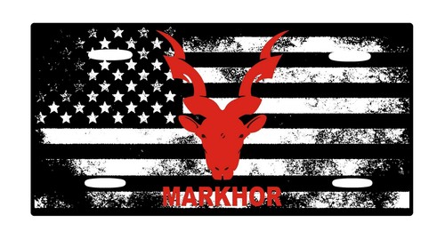 American Flag Red Markhor Aluminium License Plate Highest Quality Size 6" x 12" - Bild 2 von 2