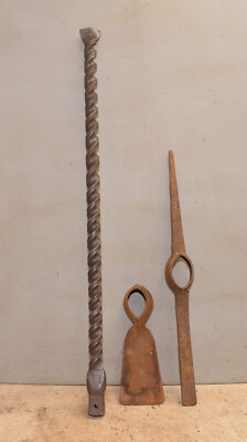 3 early mining tools two picks & dynamite drill collectible coal mine lot