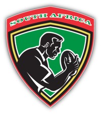 South Africa Rugby Label Car Bumper Sticker Decal - 9'', 12'' or 14''