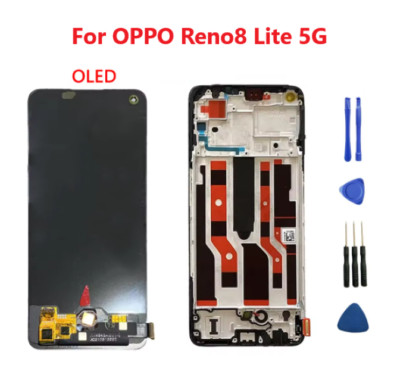 OLED LCD Display Touch Screen Repair Part With Frame For Oppo Reno8 Lite 5G 