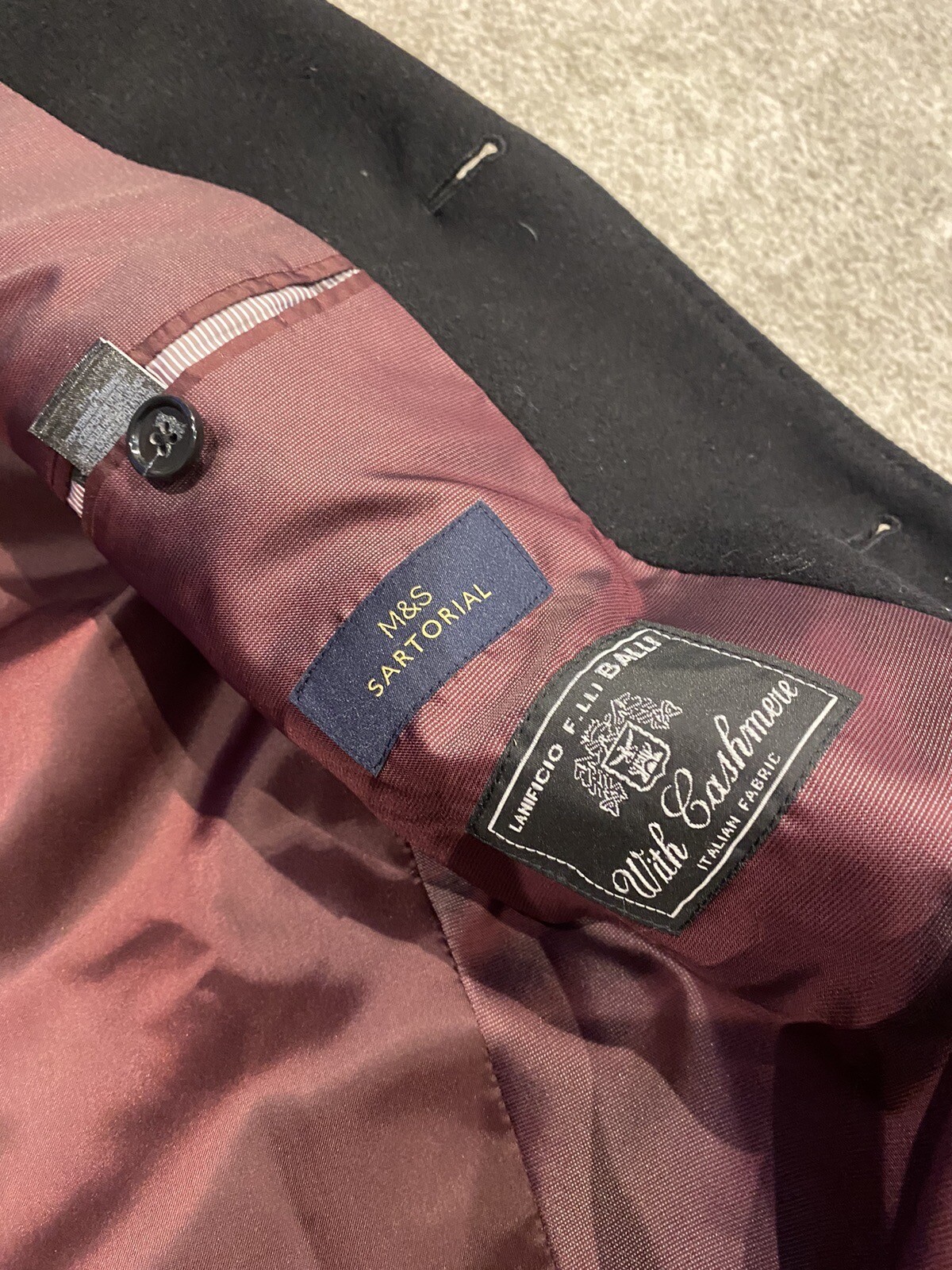 M&S Mens black Sartorial italian wool/cashmere coat XXL Lanificio F