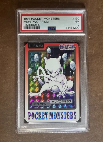 1997 Pocket Monsters Mewtwo Prism Carddass - PSA NM 7