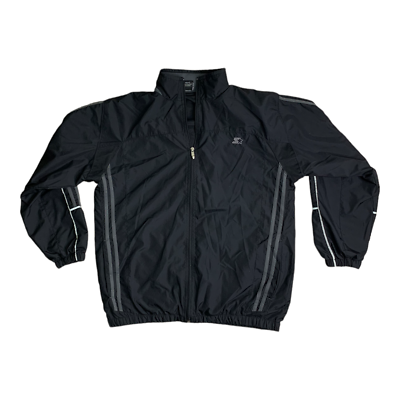 Starter Jacket Solid Black Nylon Men's Size Small Lightweight