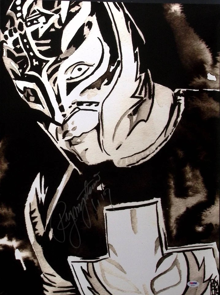 Rey Mysterio Signed 18x24 Poster PSA/DNA COA WWE Rob Schamberger Art Print Auto - Image 2 of 4
