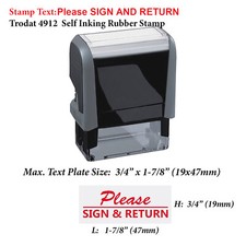 Please Sign And Return - Trodat 4912 Self Inking Rubber Stamp