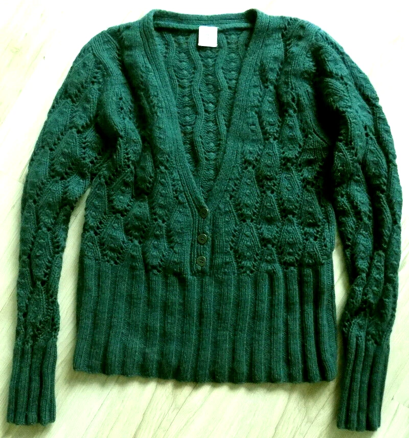 NOA NOA Cardigan Womens Large Wool Green Knit Long Sleeve Button Up Size L - Imagem 3 de 4