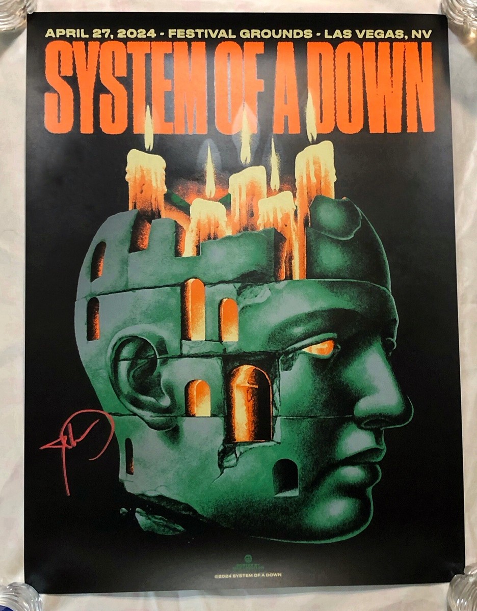 System Of A Down 4/27/24 Sick New World Poster Signed By John