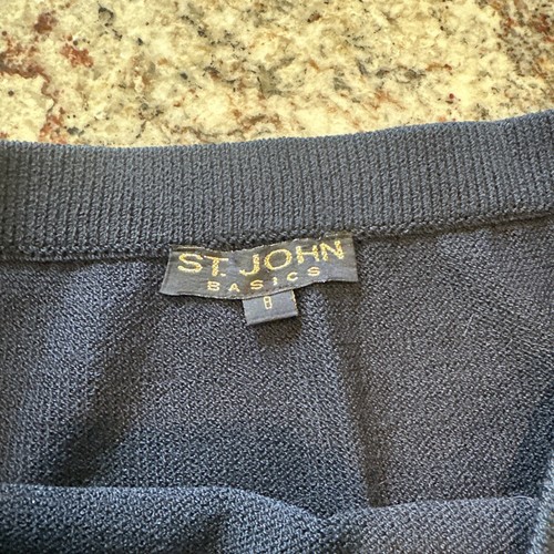 ST. JOHN Basics Navy Blue Knit Pull On Straight Skirt Size 8 Pre-Owned Excellent