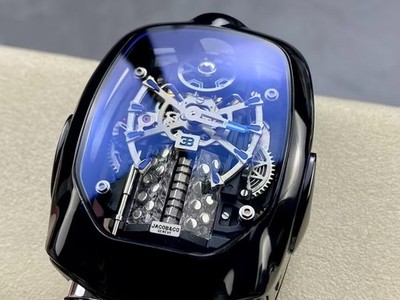 Luxus Herren Automatikuhr Skelett Tourbillon Design Schwarz Blau Mechanisch...