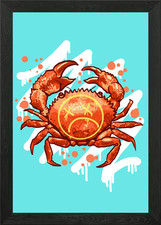 quadro poster arte da parete con cornice granchio triste stampa su tela