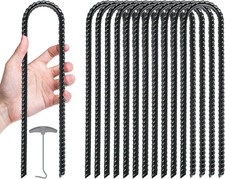 12 Pack Trampoline Stakes Anchors High Wind, 12 Inch Ground Anchors Heavy Duty,