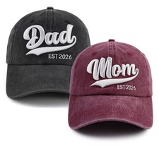 New Parents Gifts for Couples, Mom and Dad Est 2026 Hat, Adjustable Cotton 3D...