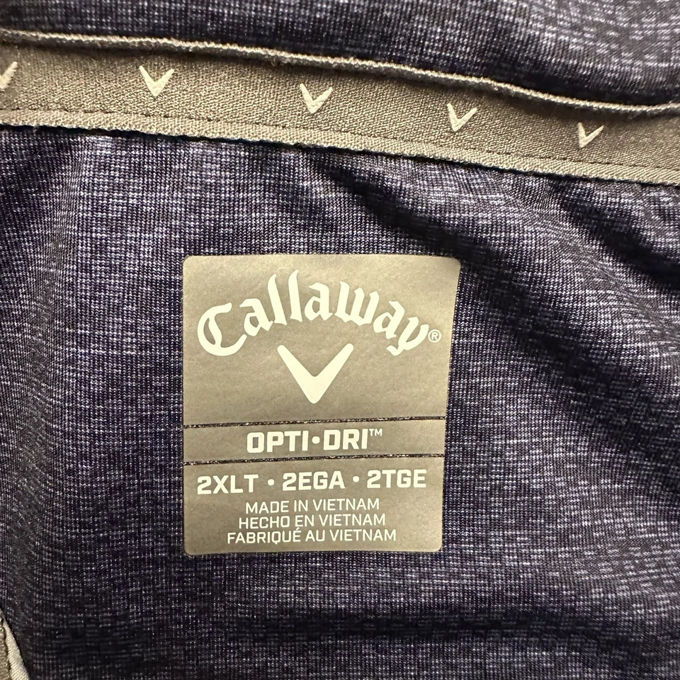 Camisa Polo Callaway Azul Marino Opti-Dri Corta Slv Para Hombres 2XLT ALTA Transpirable Golf Foto 3 de 4