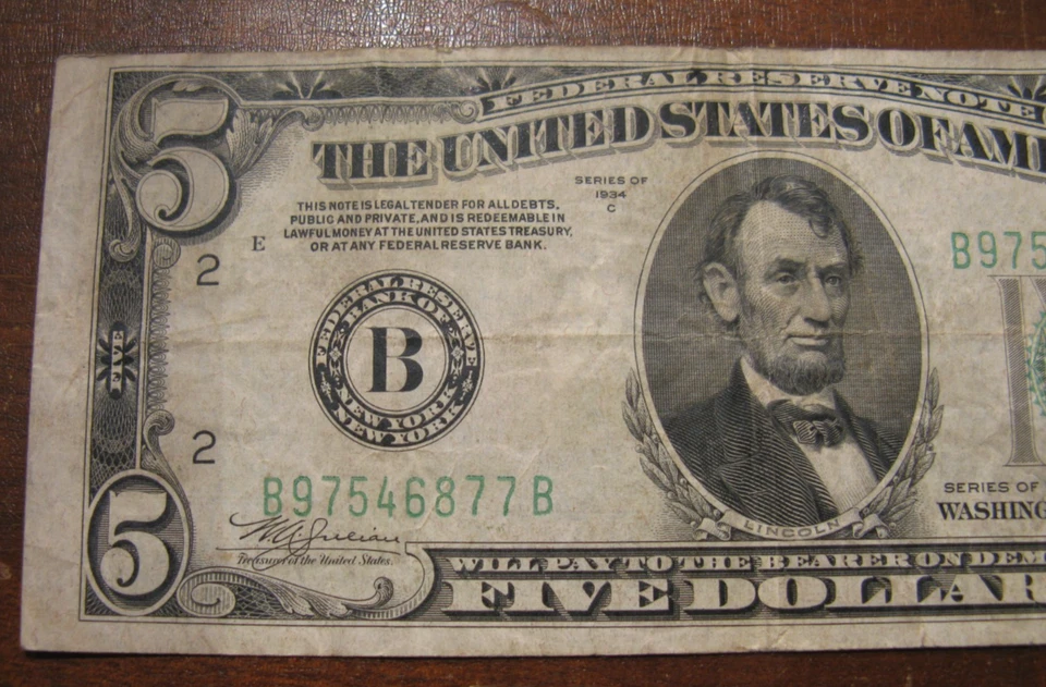 $5 1934 Federal Reserve Note - Image 2 of 4