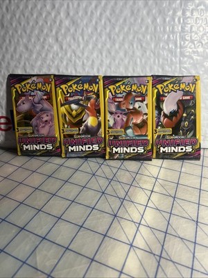 Pokemon Unified Minds - Sun & Moon 3 Card Booster Pack Lot of 4 - Full Art  Set | eBay