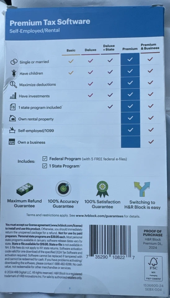 H&R Block Tax Software Premium 2024 ( get the PC/MAC details now) - Image 2 of 2